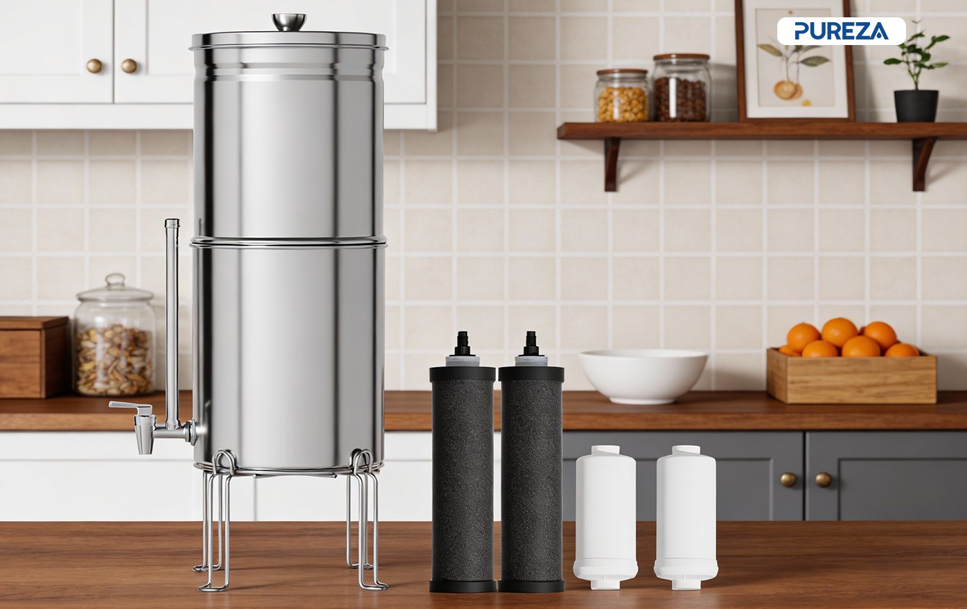 Stainless steel gravity water filter system-2