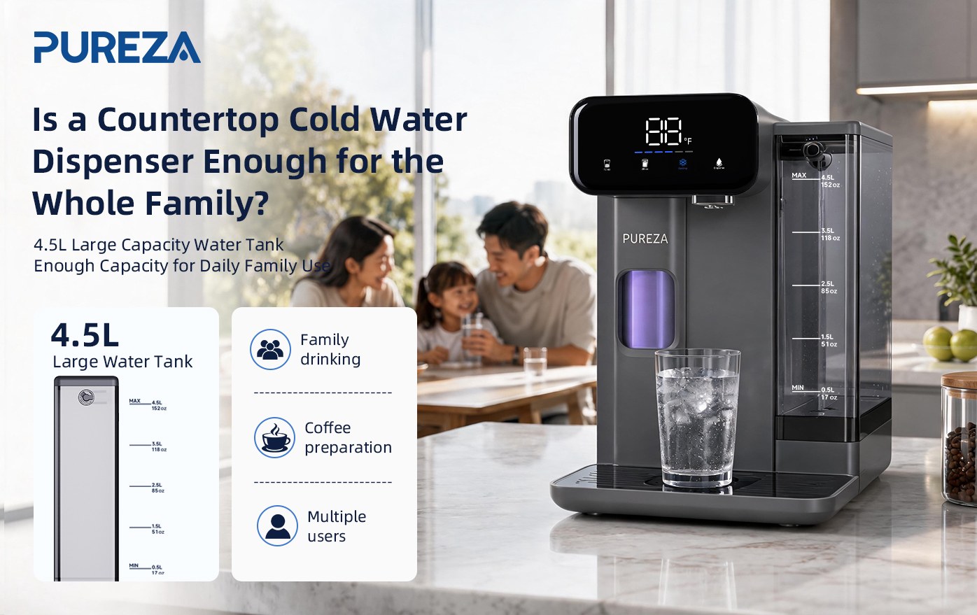 PU-T02 Countertop Cold Water Dispenser