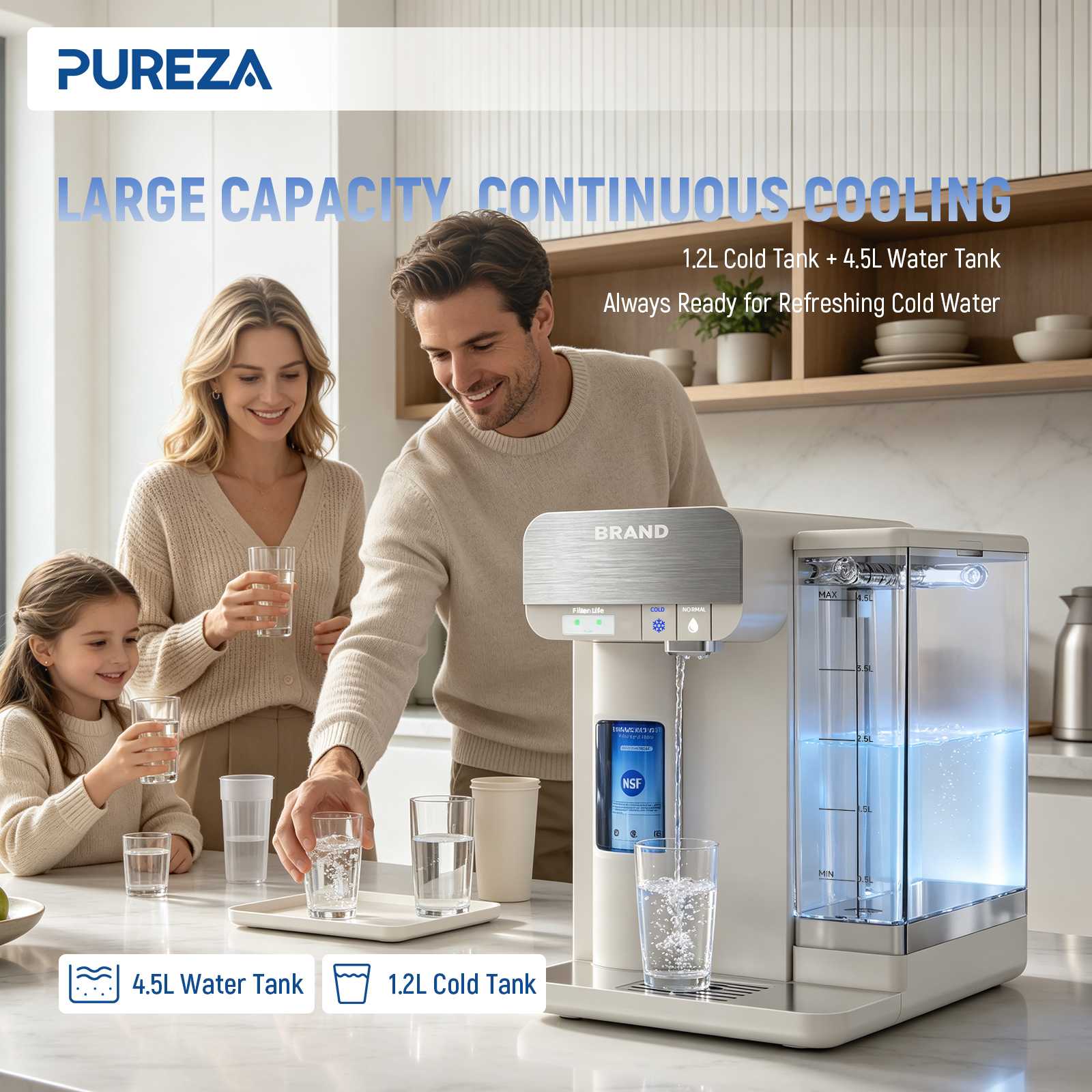 Charge Membrane Technology Countertop Cold Water Dispenser